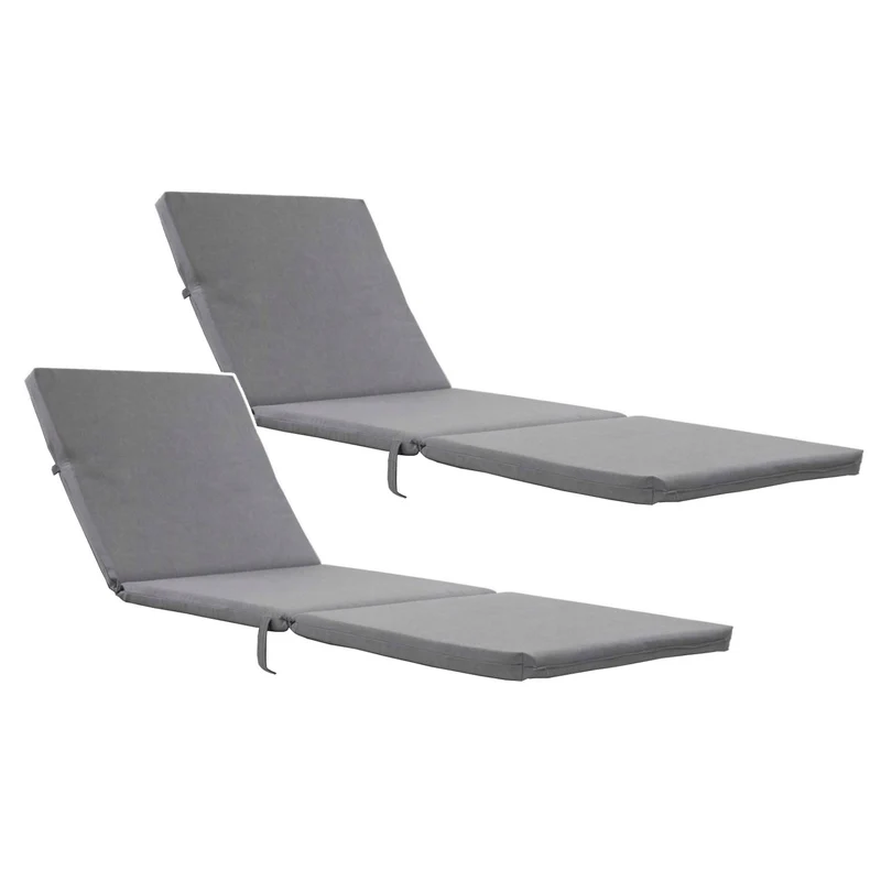 Cuscino per sdraio Daytona, colore grigio, tessuto S-550 Melange, dimensioni 192x64 cm, fissaggio con fascia elastica, impermeabile, Melange S-23, 2 pezzi