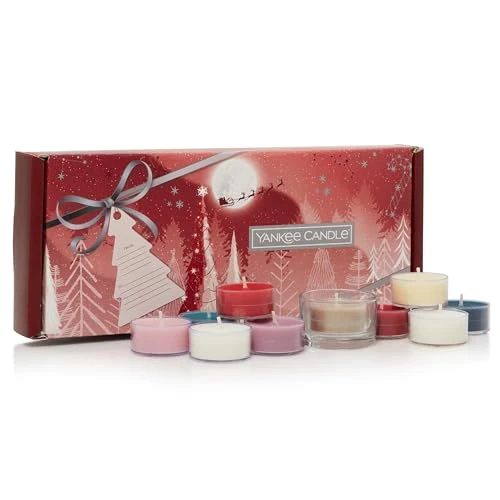 Set regalo Yankee Candle | 10 candele profumate e 1 portacandele | Collezione Bright Lights | Regali di Natale perfetti per le donne