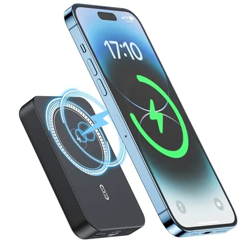 NOHON Wireless Power Bank Magnetico 10000mAh: Caricabatterie Portatile Powerbank | Batteria Esterna con PD 20W USB-C Ricarica | Compatibile con iPhone 15 14 13 12 Mini Pro Pro Max | Nero