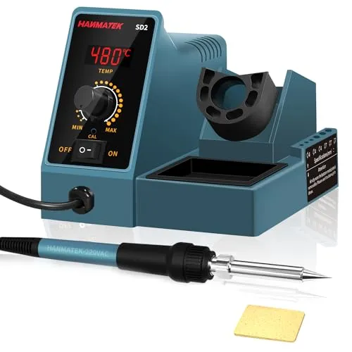 Stazione Saldante, 60W Saldatore Elettrico con Regolazione di Temperatura 200°C-480°C, Regolazione della Differenza di Temperatura, Display Temperatura