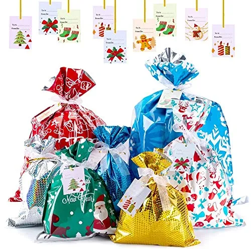 Evance 35 pezzi Sacchetti Regalo di Natale con 36 Tag Regalo, Sacchetti Regalo,Sacchetto per Caramella e Biscotto Sacchetti di Regalo regali di Natale