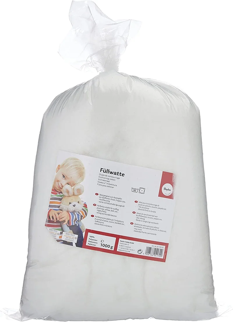 Rayher 30195000, Imbottitura In Poliestere, Molto Soffice, Fiocchi, Bianco, Sacchetto 500 G, 40 X 30 X 23 Cm