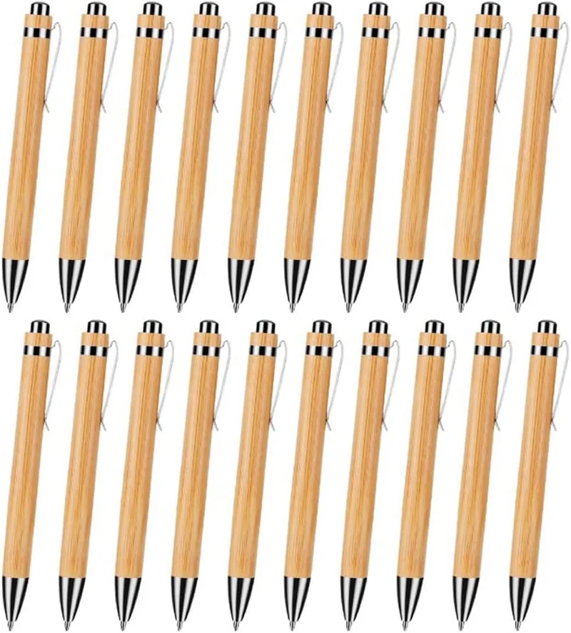 20 Pezzi Penne a Sfera in Legno, Set di Penne a Sfera Sostenibili, Penna a Sfera in Bambù, Penna a Tubo Bambù Protezione Dell'Ambiente in Materiale Bastone di Bambù, per La Scrittura (Inchiostro Nero)