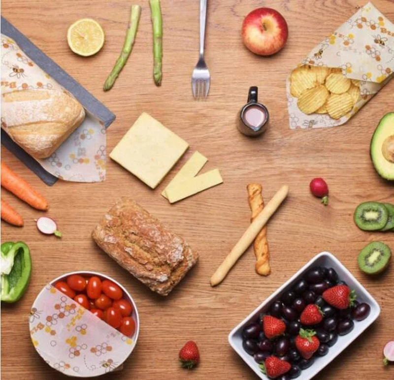 Impacchi alimentari riutilizzabili in cera d'api, sostenibili, zero rifiuti, alternative senza plastica per la conservazione degli alimenti (A)