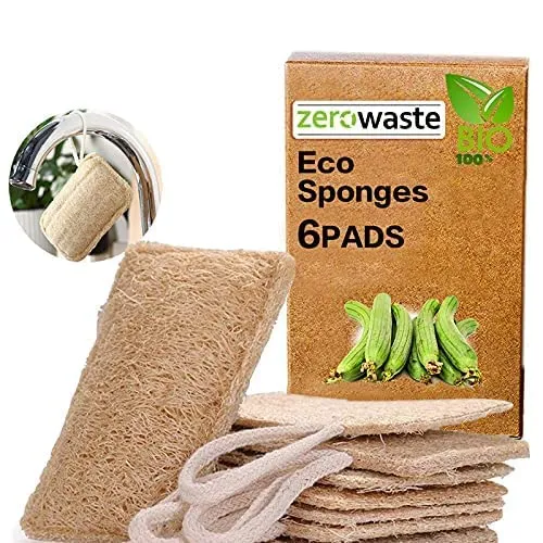 Spugna Cucina Naturale Organic Loofah esfoliante in Spugna di luffa,Natural Sponge da Cucina Eco,Spugna Scrubber Spazzola di Luffa，100% Organic, biodegradabile ed Ecologico