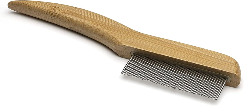 Mikki Pettine Anti-Grovigli Fine in bambù, per Pelo Liscio Corto E Medio, per Cani E Gatti, Realizzato con bambù Sostenibile, per Rimuovere Grovigli E Nodi dal Pelo - 50 g