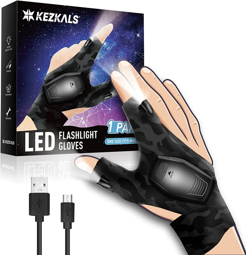 KEZKALS Regalo Uomo Natale, Regalo Uomo Guanto Torcia A LED, Regali Natale Originali Uomo, Idee Regalo Uomo Originale, Idee Regalo Uomo Compleanno, Regali per Papà Natale, Regali per lui Natale