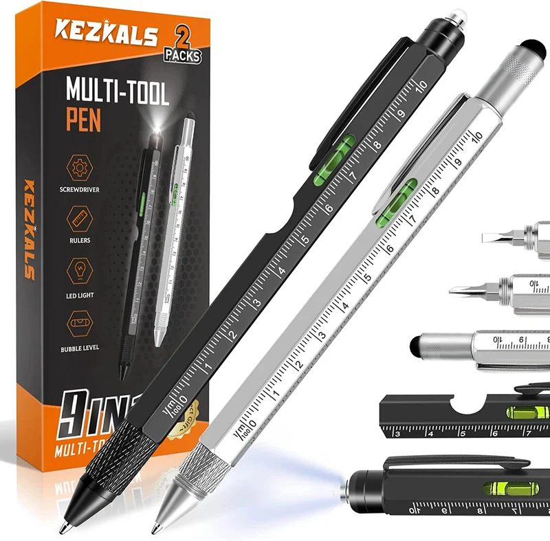 KEZKALS Penna Multifunzione 9 IN 1 Regalo Uomo, Regali Natale Uomo Originali, Idee Regalo Uomo Natale Originale, Idee Regalo Uomo Compleanno, Regali per Papà, Regali per Lui, Idee Regalo San Valentino
