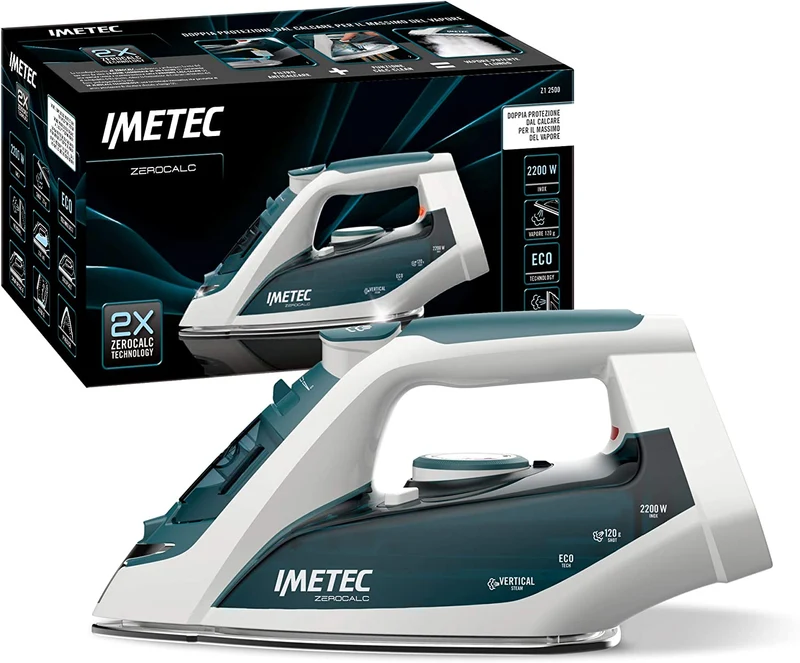 Imetec ZeroCalc Z1 2500 Ferro da Stiro, Tecnologia Anticalcare, Piastra Inox 2200 W, Colpo Vapore 120 g