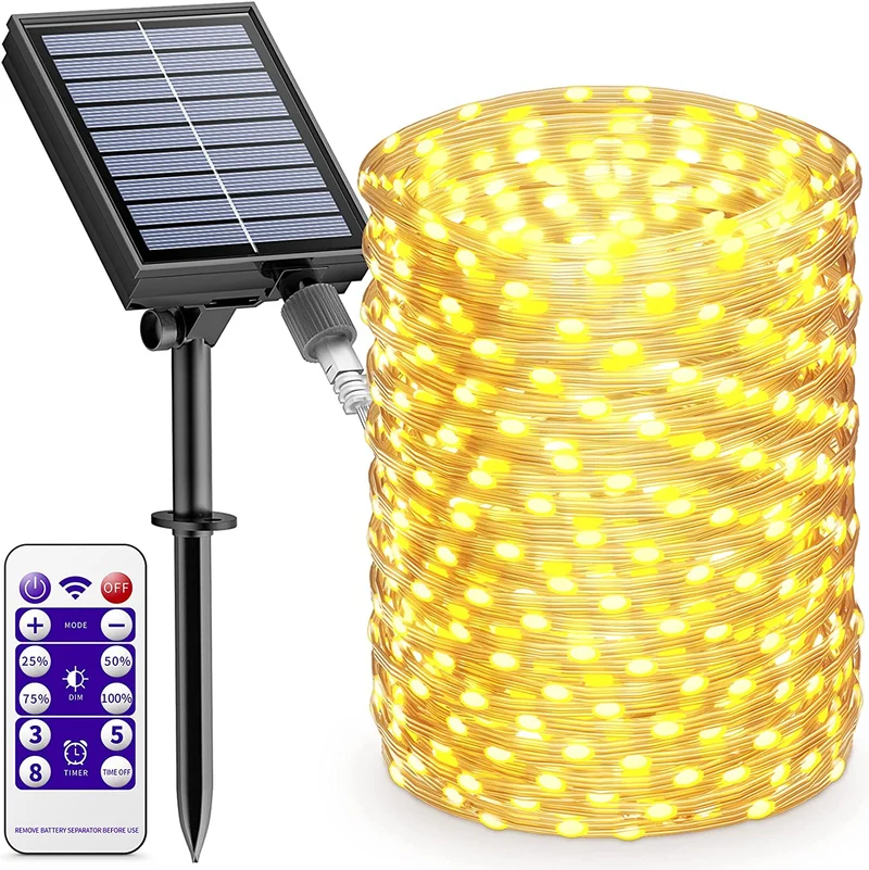 Catena Luminosa Esterno Solare,BESCOST Luci Solari Esterno [2 Pezzi] 2*15M Lucine da Esterno 150 LED Impermeabile IP65 8 Modalità Decorative per Giardino Balcone Gazebo Festa Natale Caldo Bianco