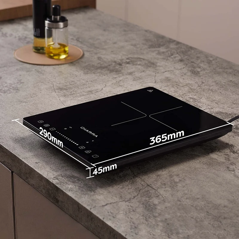 CIARRA CBTIH1 Piano Cottura a Induzione 2000W 8 Livelli Controllo Touch Sicurezza Multiplo Timer Spegnimento Automatico Blocco Bambini Vetro Ceramico Nero