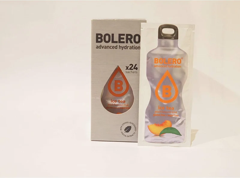 Bolero Drink Ice Tea Peach 24 Bustine Preparato Polvere Solubile In Acqua Tè Freddo Gusto Pesca Prodotto Ideale Per Sport Integratore Sali Minerali Con Vitamina C e 0 Grassi Gluten Free