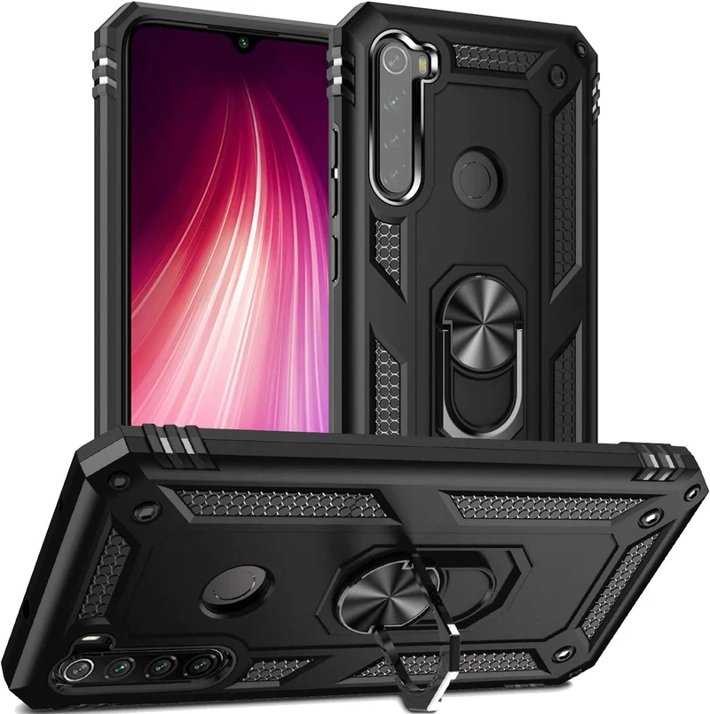 Pegoo Custodia Xiaomi Redmi Note 8T,Silicone Cover Armatura Antiurto Copertura Cassa Custodia per Xiaomi Redmi Note 8T (Nero)