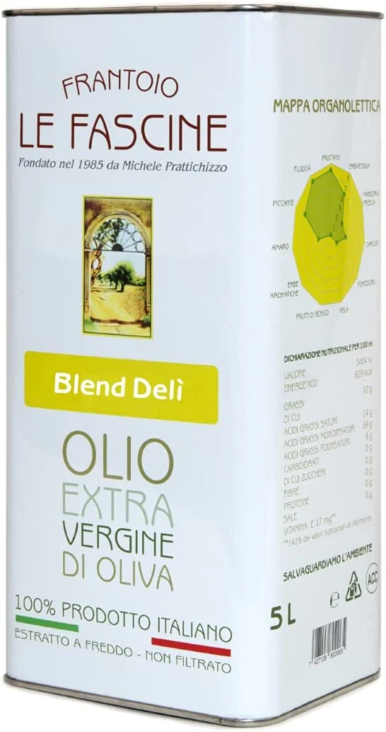 Le Fascine "Blend Delì" - Olio Extravergine Di Oliva 100 % Italiano Estratto A Freddo 100% Prodotto Da Olive Provenzali Ogliarola e Leccino (Latta da 5 Litri)