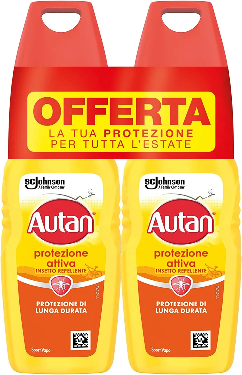 Autan Protezione Attiva Vapo Bipacco, Spray Antizanzare Contro Zanzare Comuni e Tigre, Insetto Repellente, Protezione di Lunga Durata, 2 Confezioni (2 x 100 ml)