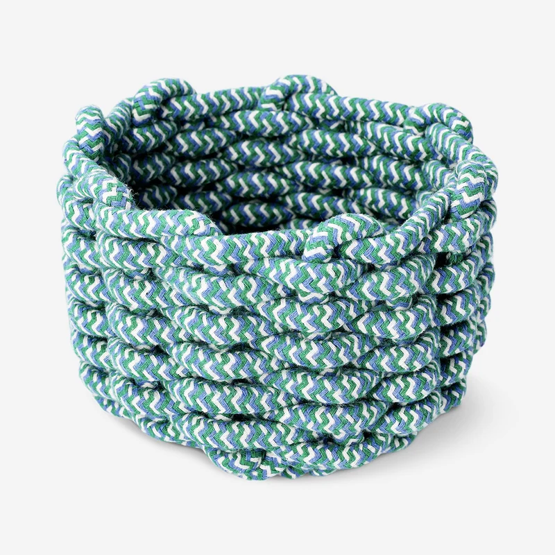 Blue braided round basket - 16 cm