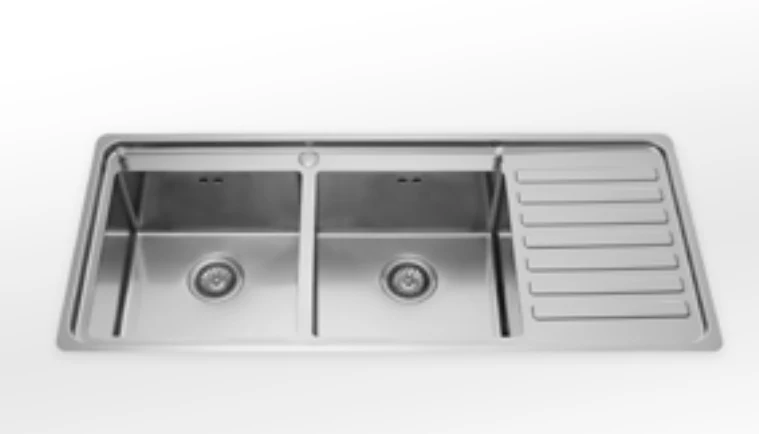 Ⓜ️🔵🔵🔵👌 Alpes LFPS 5117/2V1S - Lavello inox da incasso filo piano 51x117, con 2 vasche uguali e sgocciolatoio a destra