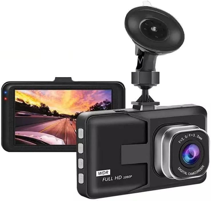 Dash Cam Telecamera per Auto 1080P Full HD Dashcam LCD 3 pollici WDR, Grandangolo di 170°, G-Sensor, Registrazione in Loop, Monitor di Parcheggio