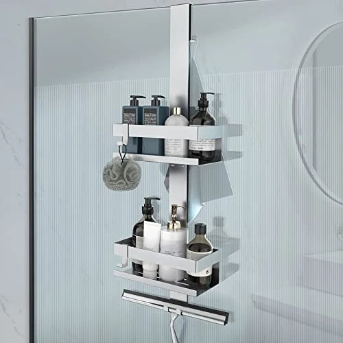 UUlioyer Mensola Doccia da Appendere, Porta Bagnoschiuma da Doccia in SUS304 Acciaio Inox da Appendere al Porte Doccia in Vetro