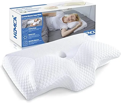 HOMCA Cuscino Cervicale Ergonomico Cuscino Memory Foam per Supporto Cuscino Ortopedico per Dormire sul Fianco e sulla Schiena