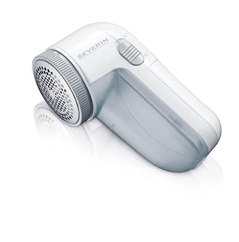 SEVERIN CS7976 Levapelucchi, Strumento rimuovi pelucchi per diversi tessuti con griglia in metallo, Togli pelucchi per indumenti e stoffe ruvide con 2 batterie in dotazione, Bianco