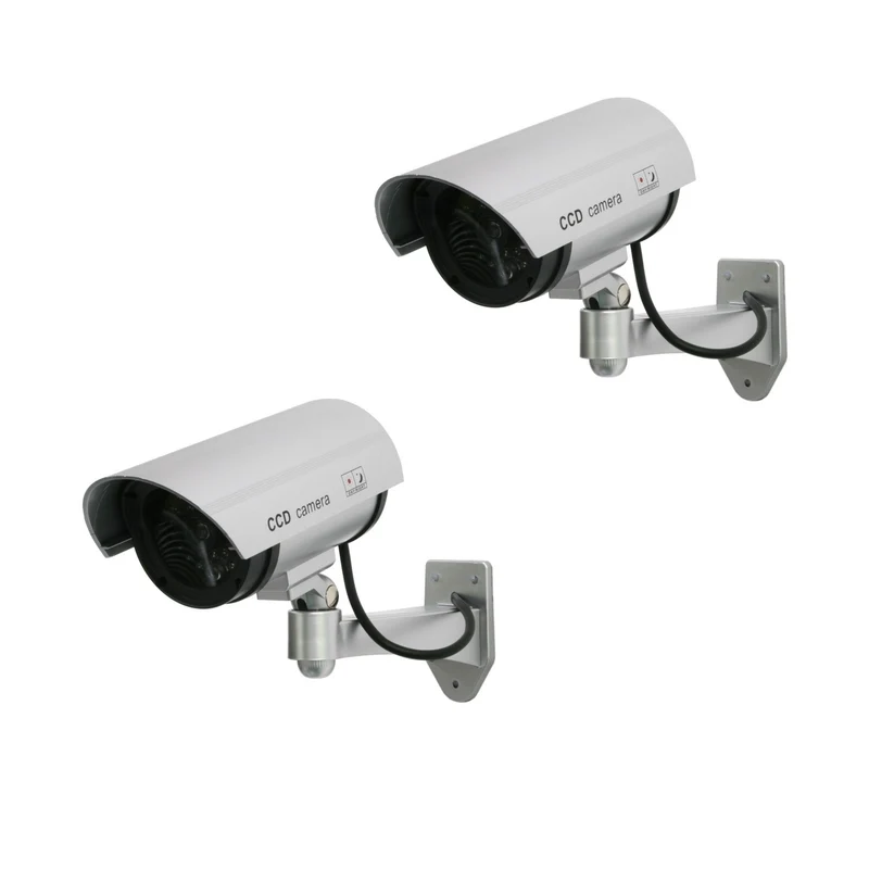 Telecamera fittizia con LED lampeggiante IR1100 S IR per esterni, argento, 2 pezzi