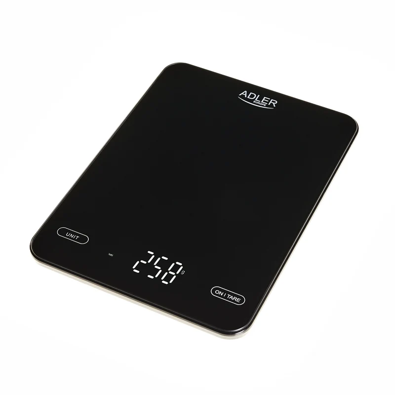 Bilancia da cucina, Adler, nera 10 kg ricaricabile tramite USB, AD 3177