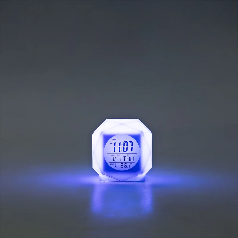 Colour changing digital alarm clock