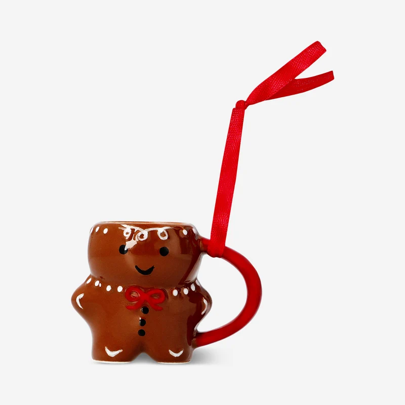 Mini gingerbread man mug ornament