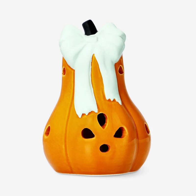 Luminous pumpkin with bow - 14 cm