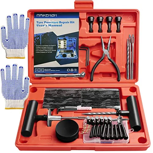 MAIKEHIGH 100 Pezzi Kit Riparazione Pneumatici Auto, Kit Riparazione Gomme, Ripara Gomme Tubeless Emergenza per Auto, Moto, Trattore, Camion, ATV, SUV