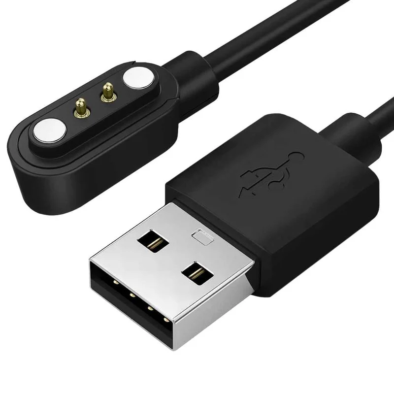 Cavo USB di Ricarica 2 Pin Compatibile con Smartwatch Xiaomi Haylou LS01/LS02 Nero Cable Carica Portatile Magnetico