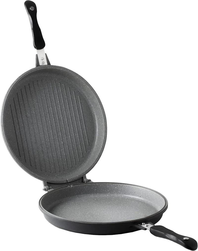 Aeternum Y0F7GRT280, Grill Bistecchiera Tonda, Rivestimento Petravera, Adatto all'induzione, Diametro 28 cm, Linea Gli Speciali Petravera