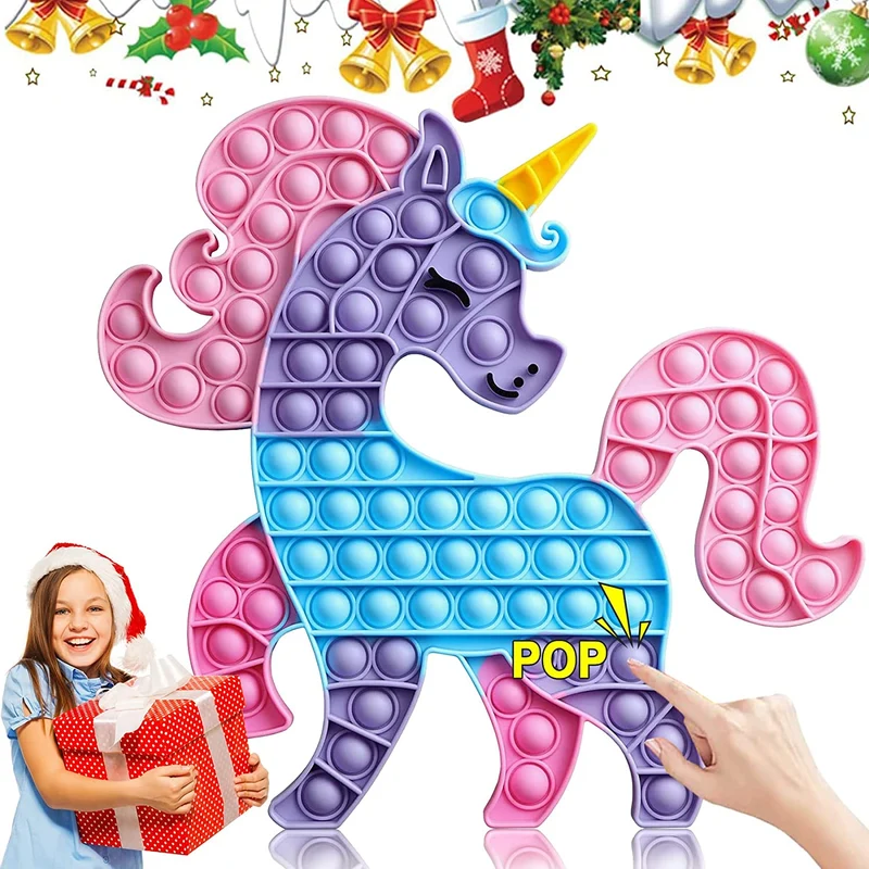 Pop It Unicorno,Poppit Fidget Toys Giochi per Bambini Popit Gioco Antistress Pop it Gigante Figet Spielzeug Poppit Regalo di Natale Adulti E Bambini