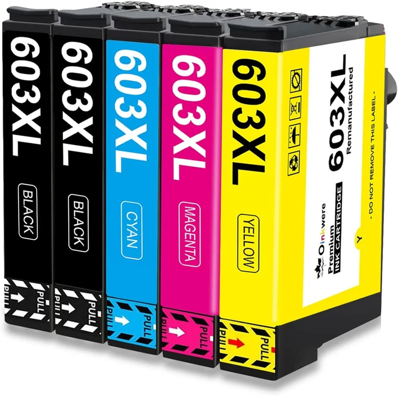 OINKWERE 603XL Cartucce Compatibil per Epson 603 XL Multipack per Workforce WF-2830 WF-2810 WF-2850 WF-2835 Expression Home XP-3100 XP-3105 XP-4100 XP-2100 XP-2105 (5-Pack)