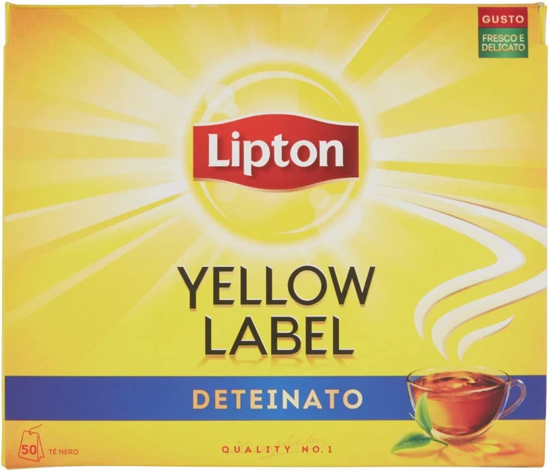 Lipton Tè Nero Deteinato Yellow Label, 50 Filtri