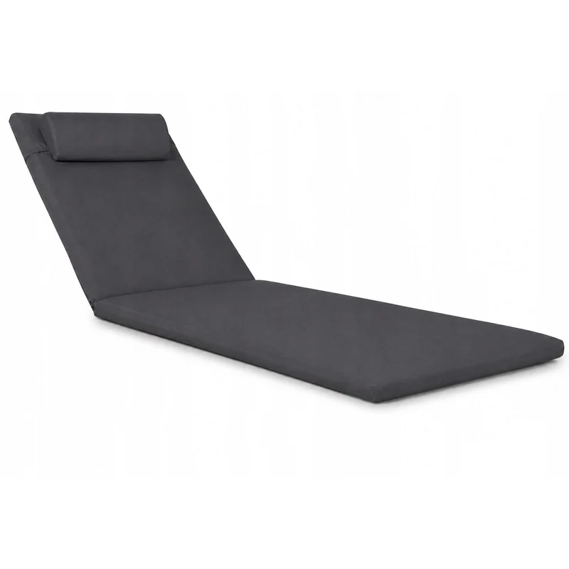 Cuscino per sdraio Madera, colore grigio scuro, tessuto S-500, dimensioni 190x55 cm, fissaggio con fascia elastica, impermeabile, Madera S-49