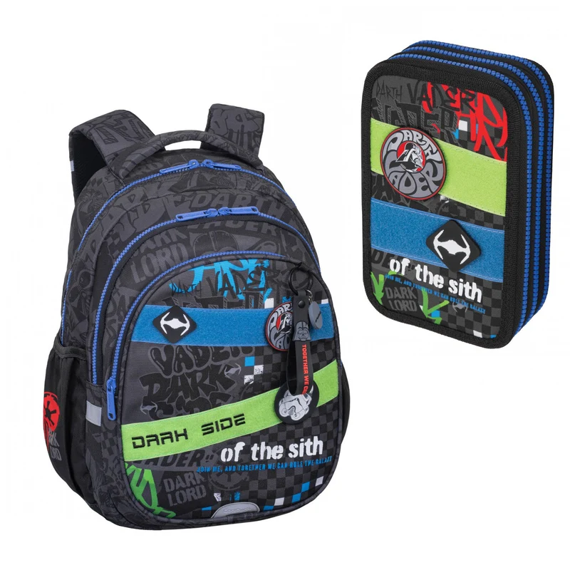 Set scolastico Star Wars Coolpack, zaino Jerry a 3 scomparti (15") con schienale sagomato e spallacci regolabili, e astuccio Jumper 3 con accessori