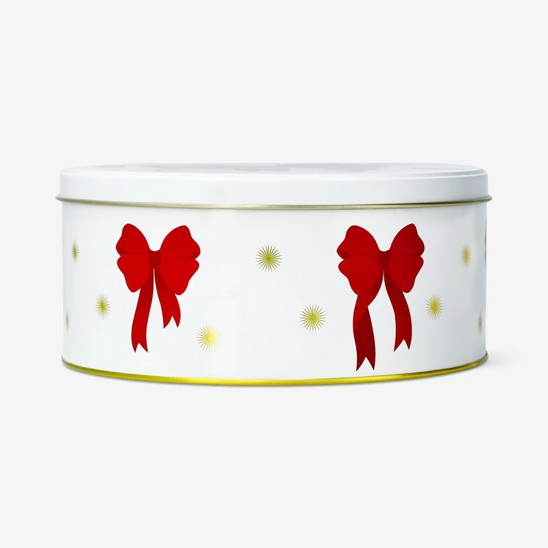 Christmas cake tin with bow print - 20 cm