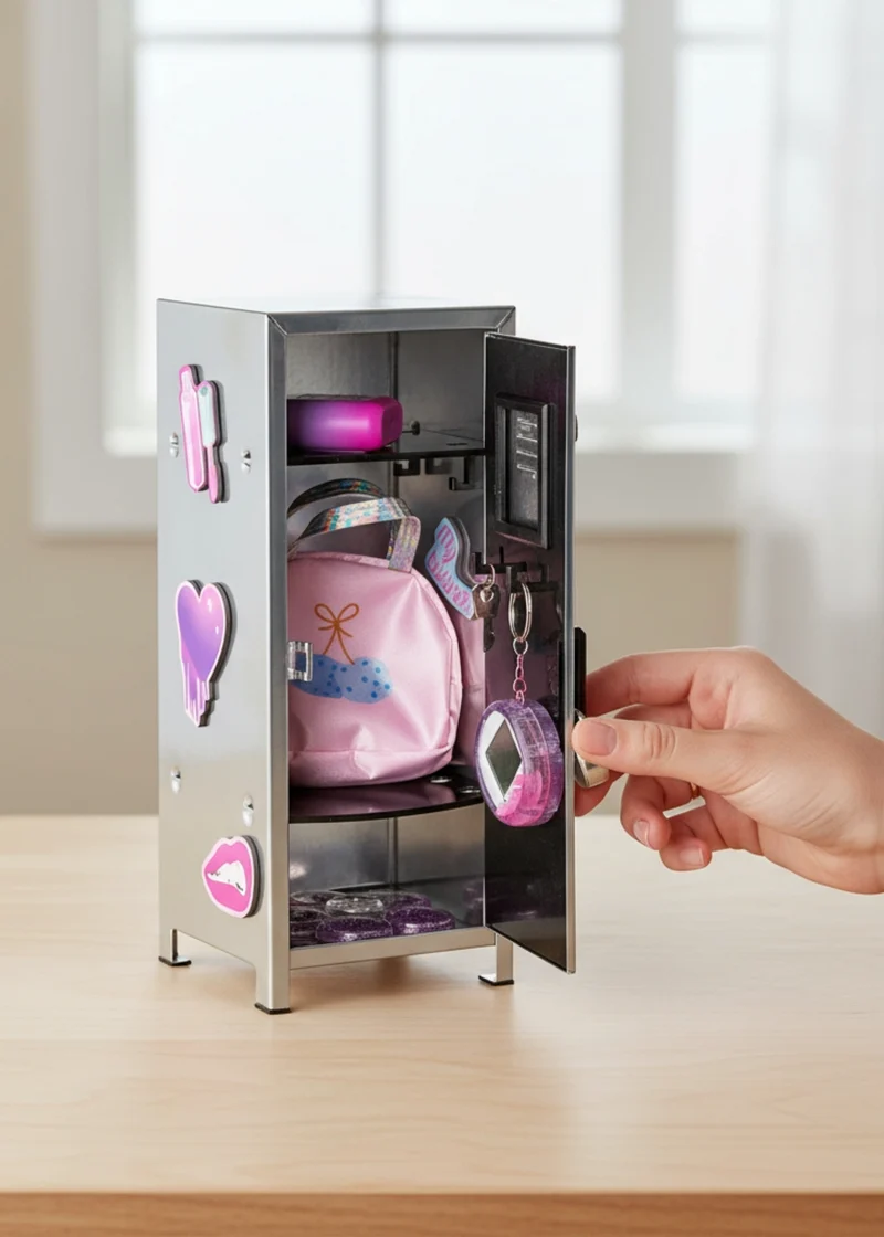 Mini metal locker with magnets