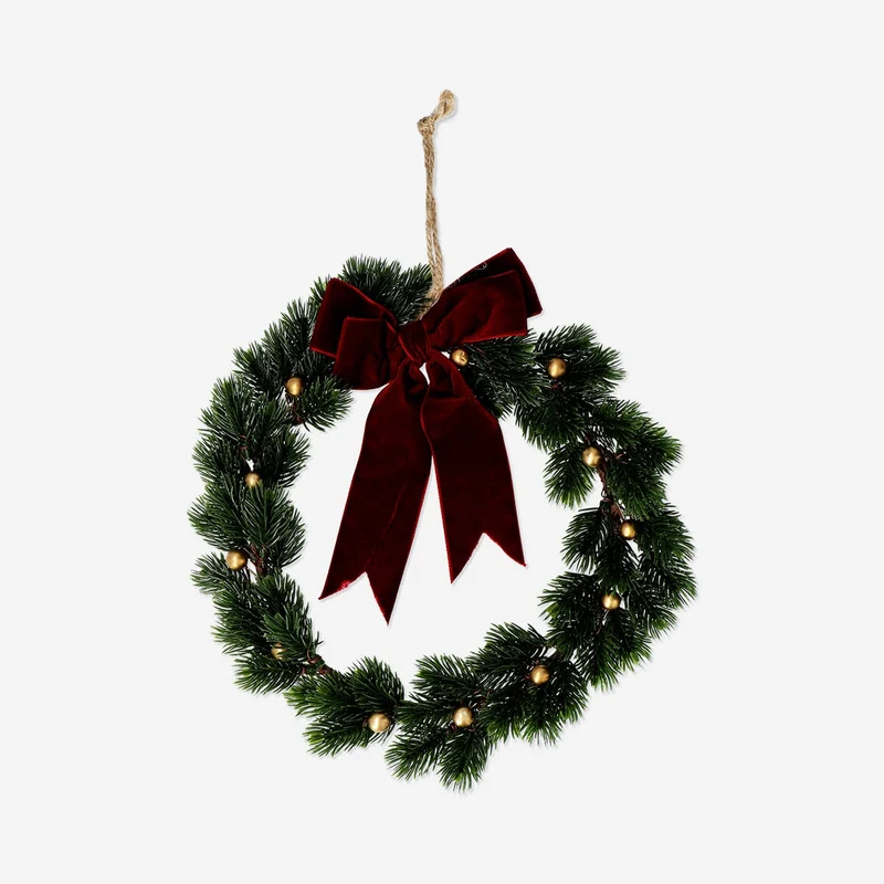 Wreath with red bow - 30 cm