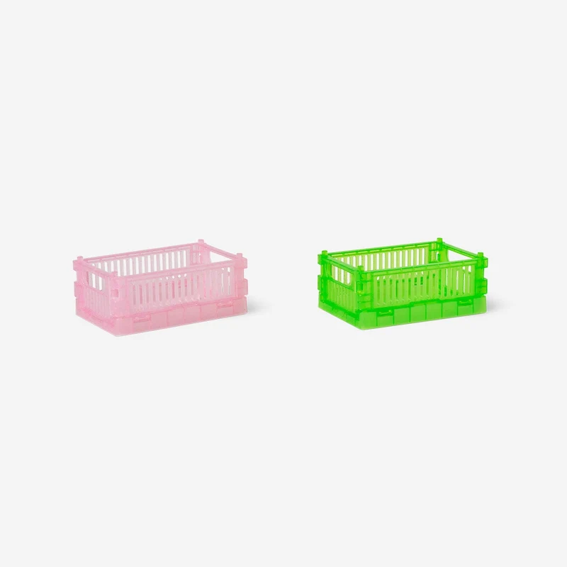 Green and pink collapsible storage boxes - 2 pcs