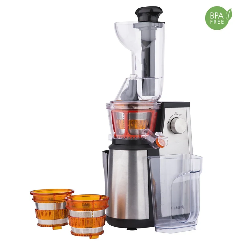 Ⓜ️🔵🔵🔵 H.Koenig GSX22 - Estrattore di succo verticale a freddo SENZA BPA, VITALICE, 3 filtri differenti, imboccatura extra-large, corpo in acciaio inox
