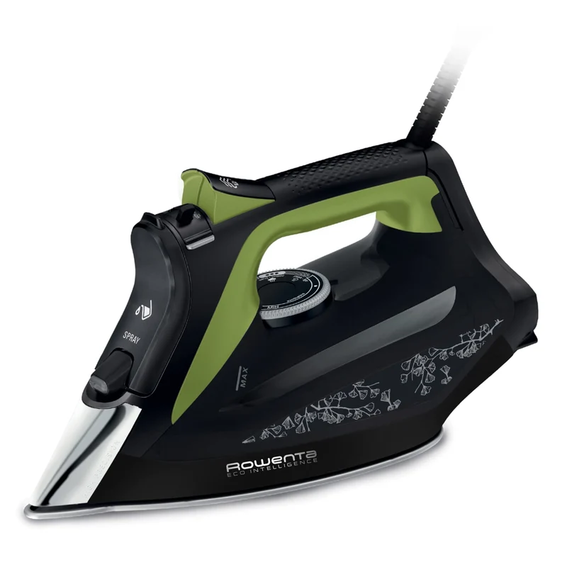 Rowenta DW6330D1 Eco Intelligence Ferro a Vapore, Distribuzione Ottimale del Vapore, 2500 W di Potenza, Tempo di Riscaldmento Rapido, 300 ml, Nero/Verde