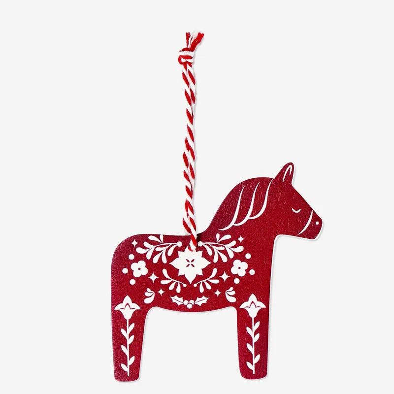 Hanging wooden horse ornament