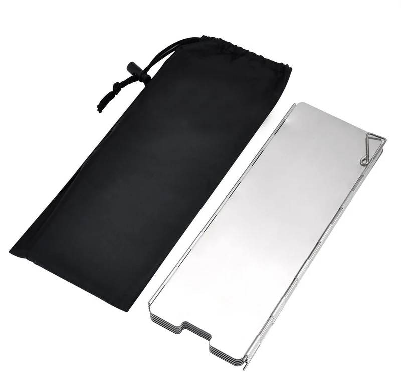 JAMSWALL Piatti Vento Alluminio Pieghevole Parabrezza in 10 Pezzi all'aperto per Barbecue