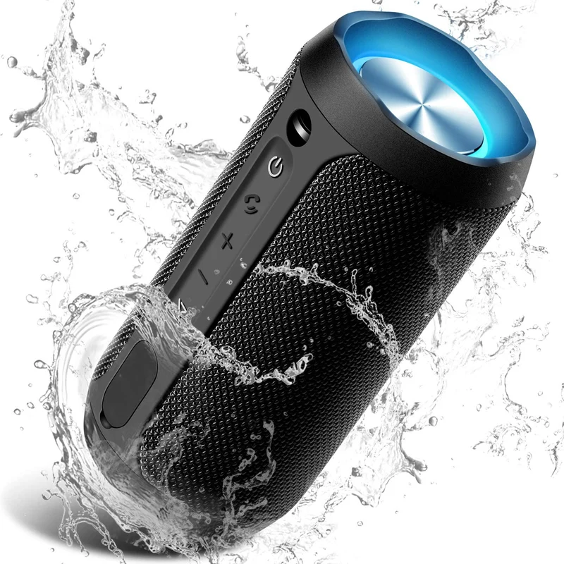 Cassa Bluetooth, COOCHEER Altoparlante Bluetooth Portatili 24W con Luce per Feste, Waterproof IPX7 con Microfono, Fino a 20h di Autonomia, Audio Stereo 360 per Smartphone