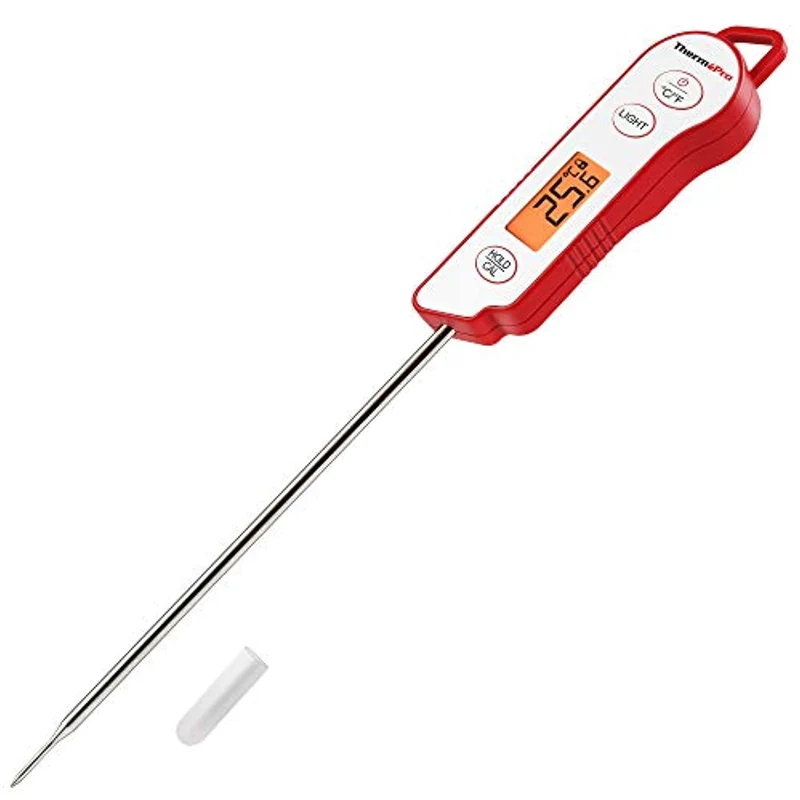 ThermoPro TP15 Termometro Cucina Impermeabile con Sonda Lunga Termometro Digitale Professionale da Lettura Istantaneo per Alimenti Liquidi Latte Carne Barbecue Cibo Dolci Olio Vino con Calibrazione