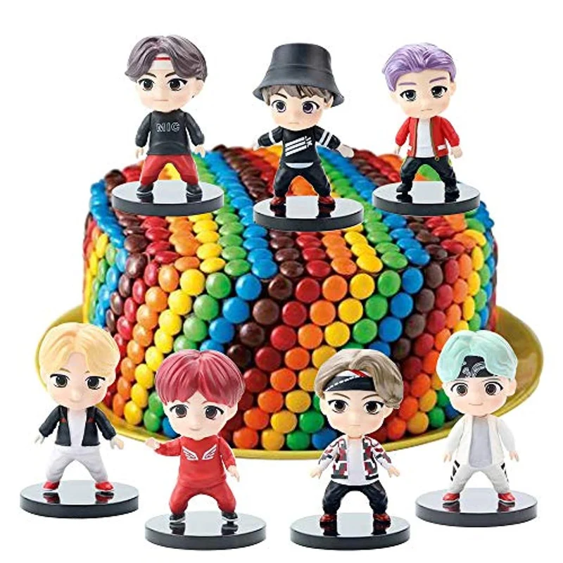 7 BTS Cake Topper Figure BTS Action Figure Playsets Cake Topper e Bomboniere per BTS Party Fornitori (BTS Cake Topper Figure A)