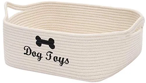 Geyecete - Cesto portaoggetti in corda di cotone per cani, cestino Beige